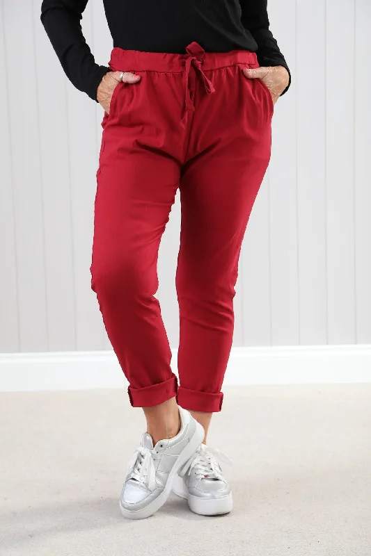 women's clubbing pantsPlain Magic Pants Dark Red