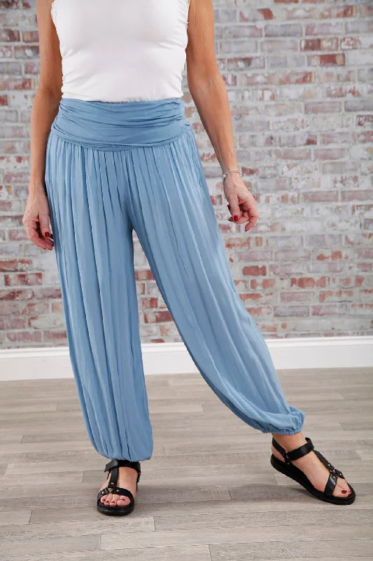 women's vintage pantsPlain Harem Pants Denim Blue