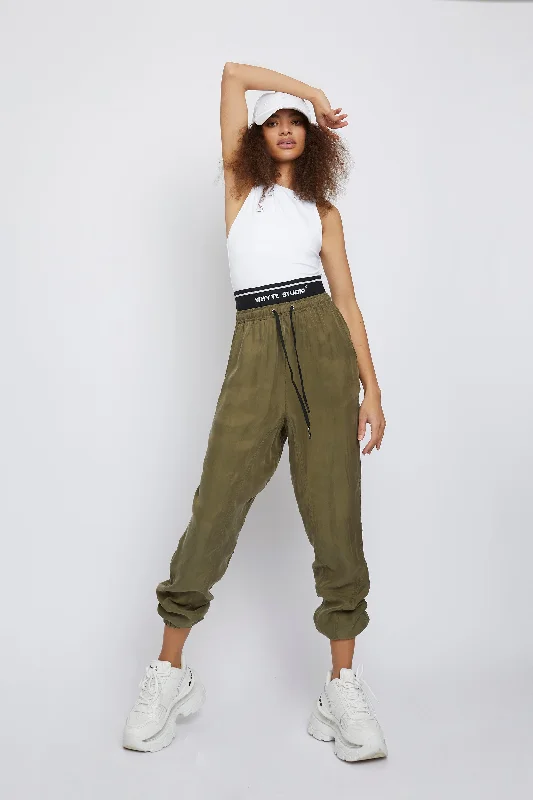 women's tactical pantsWhyte Studio The "Track" Joggers - Green