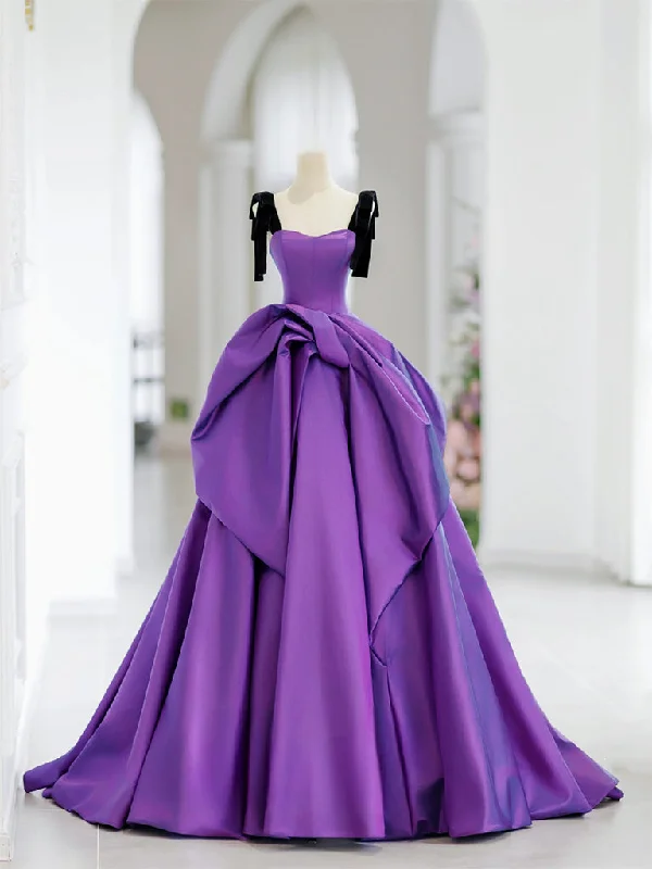 prom dress cleaningA-Line Sweetheart Neck Satin Purple Long Prom Dress, Purple Long Formal Dress