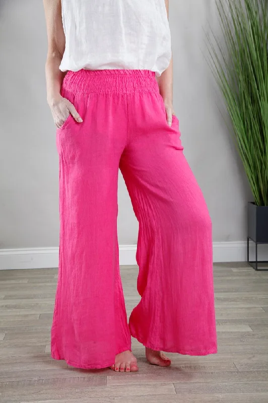 women's classic pantsLinen Palazzo Pants Fuchsia