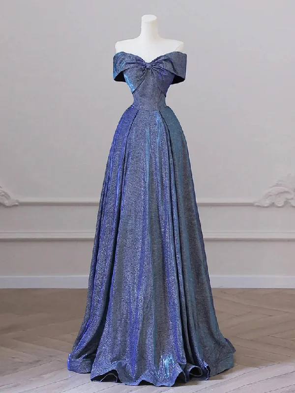 prom dresses with illusion panelsSimple A-Line Shiny Satin Blue Long Prom Dress, Blue Long Formal Dress