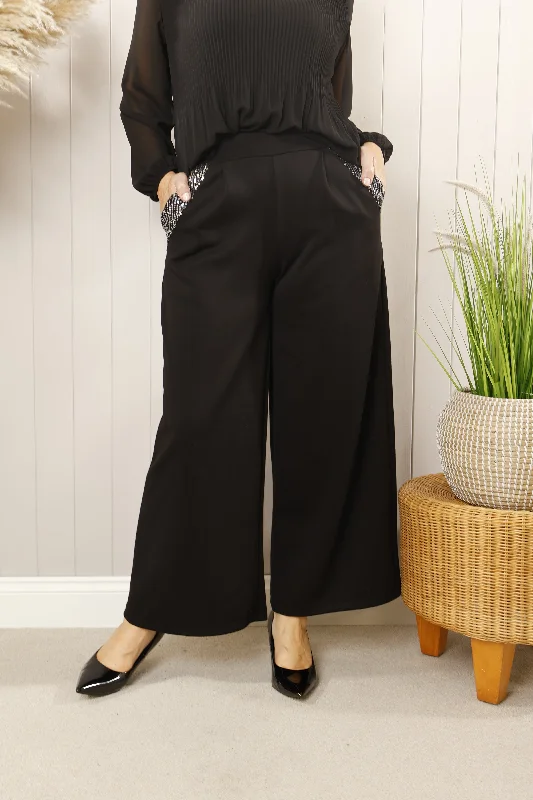 women's everyday pantsBlack Trousers with sequins