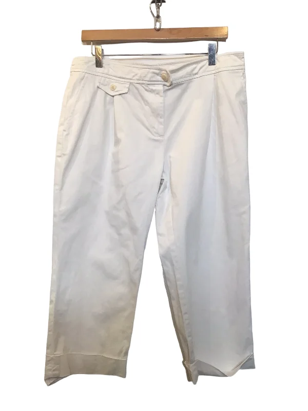 women's elegant pantsMax Mara Cropped White Trousers (Size L)