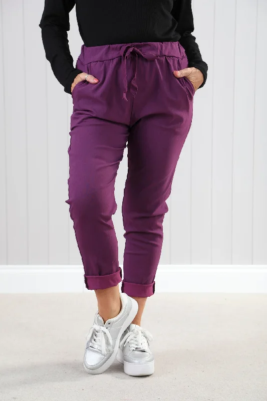 women's elegant pantsPlain Magic Pants Mulberry