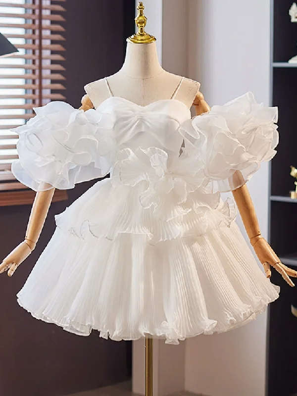 two-piece prom dressesWhite Sweetheart Neck Organza Short Prom Dress, White Homecoming Dress