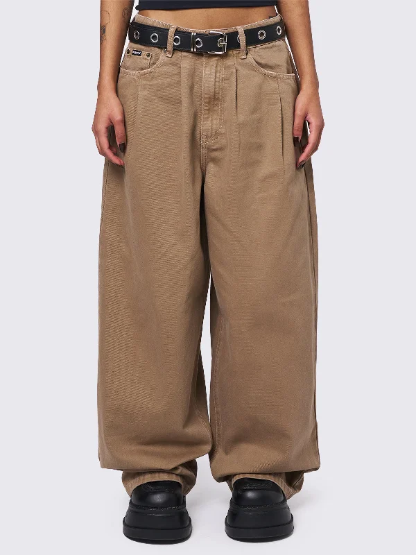 women's lace-up pantsOllie Beige Baggy Pants