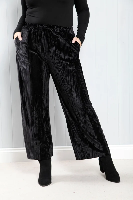 women's party pantsVelvet Luxurious Trousers Black