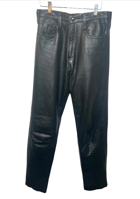 women's mid-rise pantsBlack Leather Trousers (Size L)