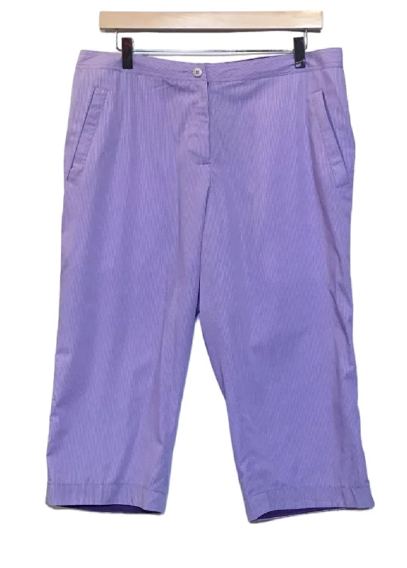 women's sophisticated pantsPurple Cropped Pinstripe Trousers (Size XXL)