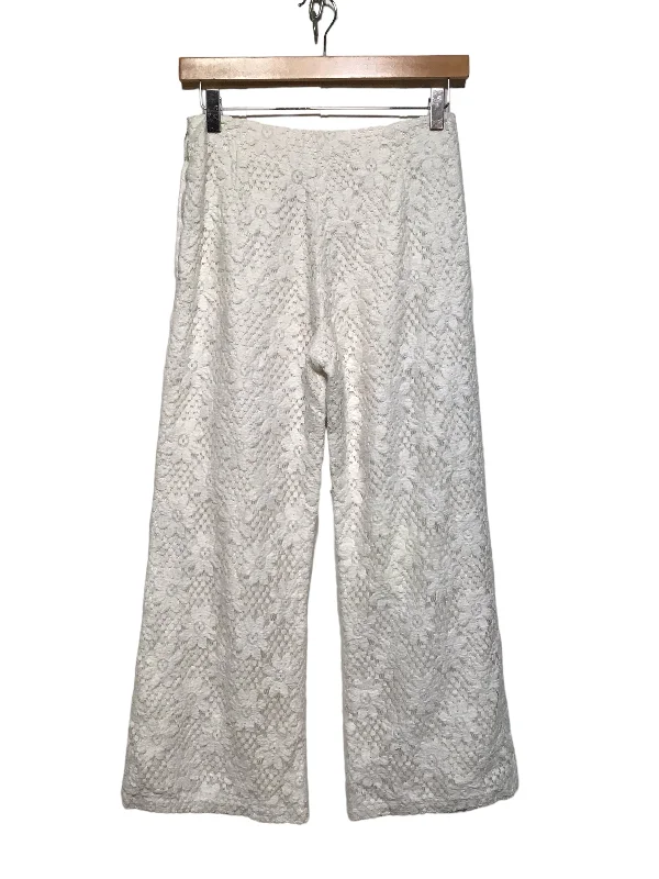 women's vintage pantsWhite Lace Trousers (Size M)