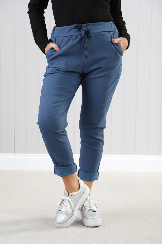 women's wedding pantsPlain Magic Pants Denim Blue