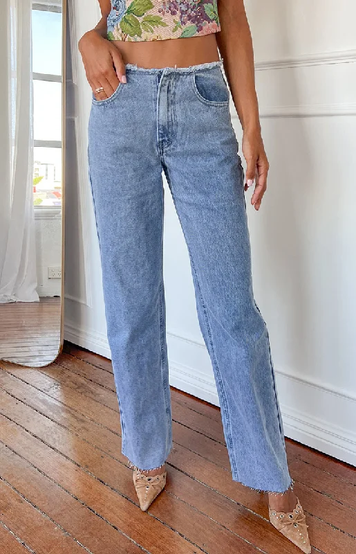 women's denim jeans for a cozy weekendAustin Mid Rise Mid Wash Blue Denim Jeans