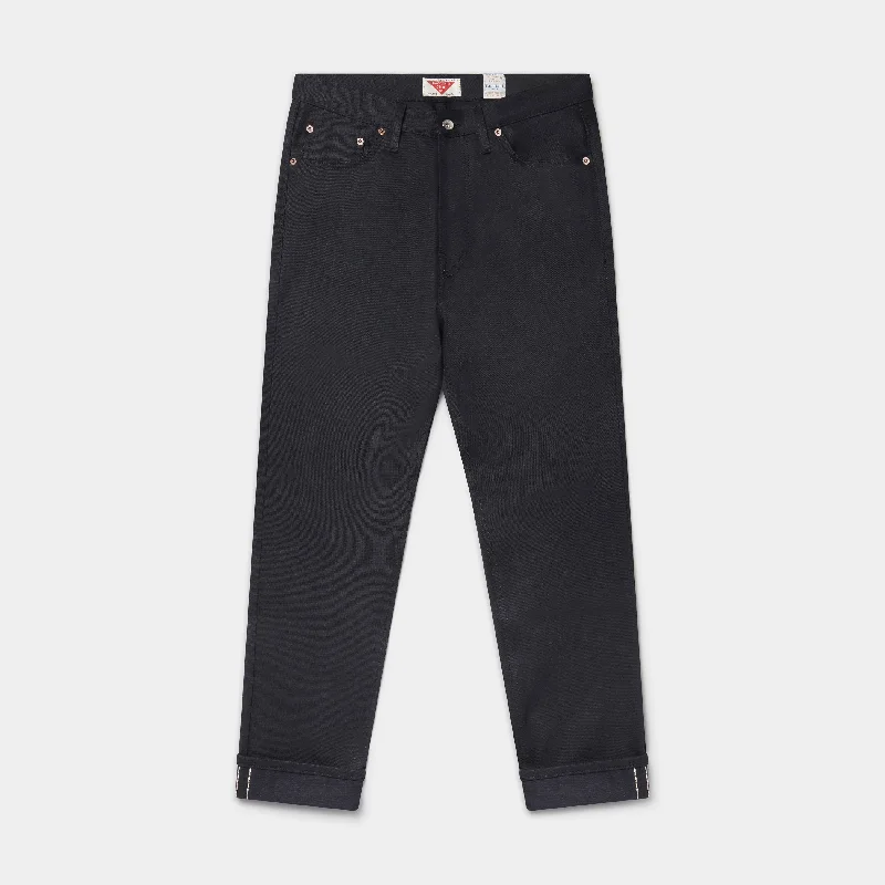 women's flare denim jeansSlim Tapered Organic Selvedge Raw Denim Jeans - Black