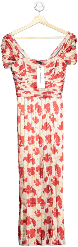 midi sheath dressesLittle Mistress Red Jackson Floral Print Pleated Midaxi Dress UK 10