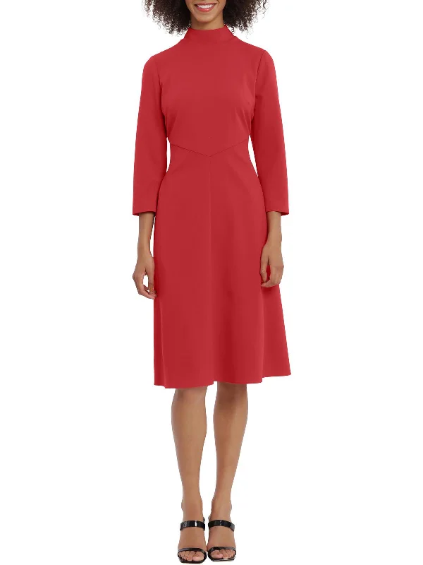 stylish midi dressesWomens Pintuck Mid Calf Fit & Flare Dress