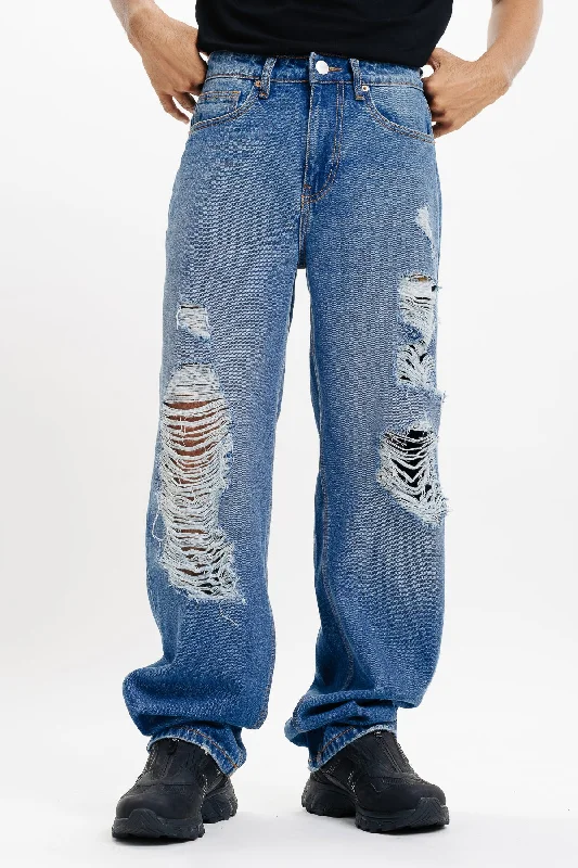 women's distressed denim jeans with holesDistressed Men's Blue Jeans