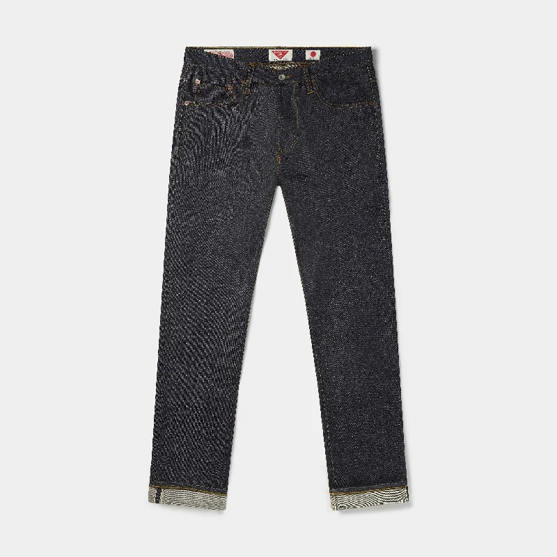 women's denim jeans with leather patchesSlim Tapered Japanese Selvedge Jeans (Indigo) - Kaihara