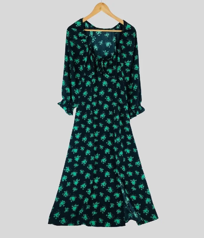 lightweight midi dressesGreen Floral Sweetheart Midaxi Dress