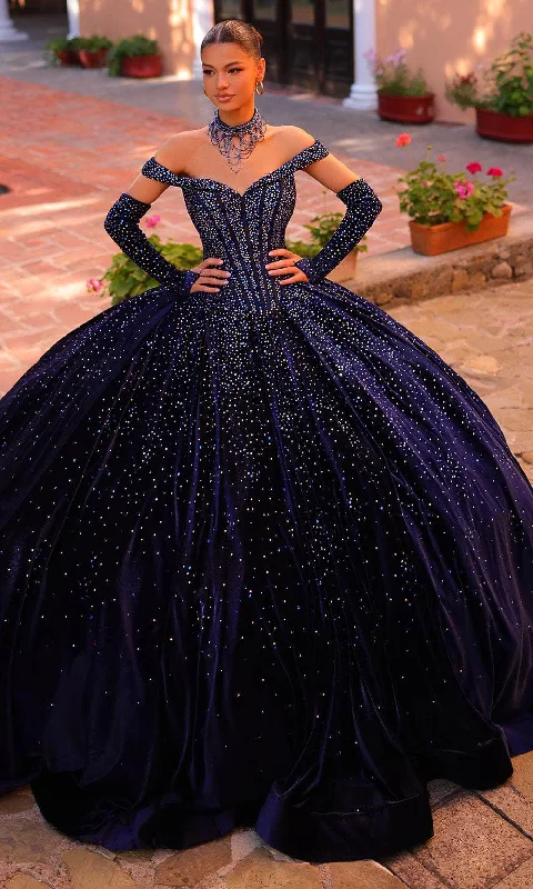 Formal Dress for Destination WeddingsAmarra 54257 - Jeweled Off Shoulder Ballgown