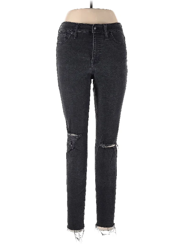 women's denim jeans with distressed hemsMid-Rise Skinny Jeans