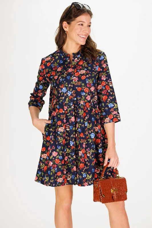 wrap-around midi dressesFarah Dress in Midnight Garden Twill