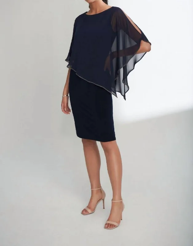 long-sleeved midi dressesSheer Brilliance Dress In Midnight Blue