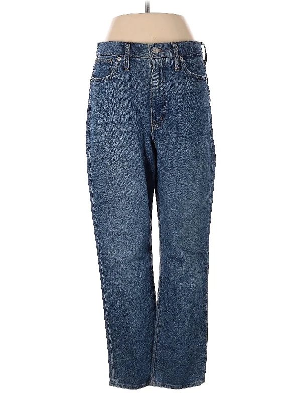 women's denim jeans with contrasting stitchingHigh-Rise Straight-leg Jeans in Medium Wash