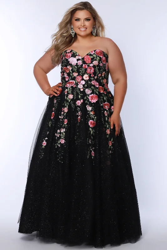 Formal Dress for Historical ReenactmentsNatural Elegance Black Floral Ball Gown