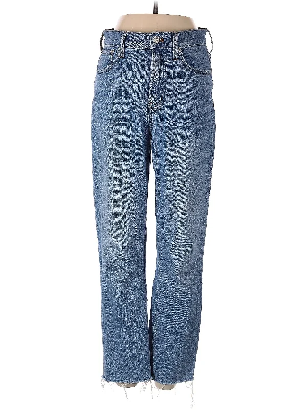 women's denim jeans with zippersHigh-Rise Straight-leg Jeans in Medium Wash