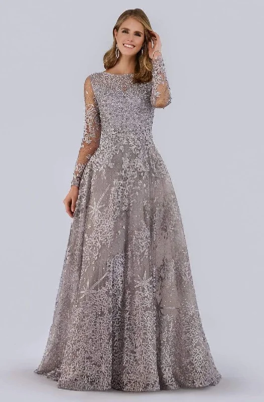 Formal Dress for International EventsLara Dresses - 29759 Beaded Foliage Embroidered Illusion A-Line Gown