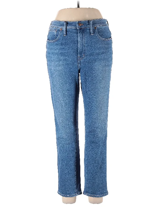 women's denim jeans for a night at the clubMid-Rise Straight-leg Jeans in Medium Wash