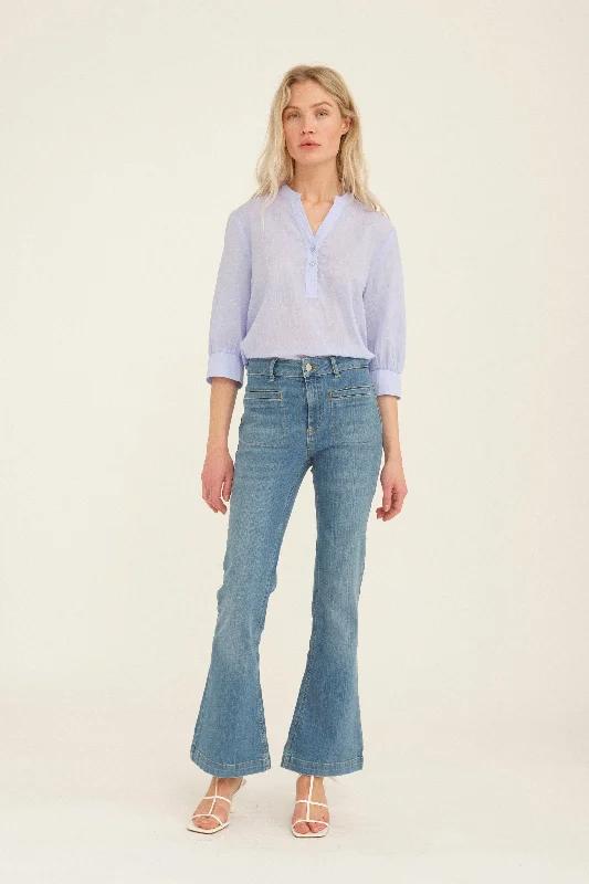 women's denim jeans for tall womenPD-Cara Jeans 70's Wash Bright Loreto - Denim Blue