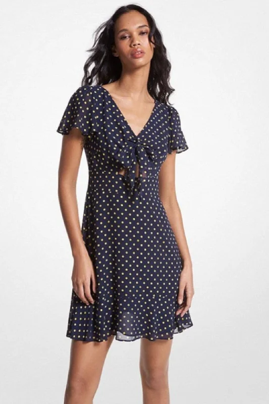 lace midi dressesMichael Kors Polka Dot Cutout Dress MIDNIGHT BLUE