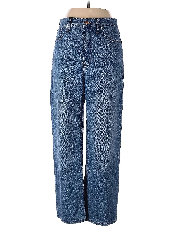 women's distressed denim jeansHigh-Rise Wide-leg Jeans in Medium Wash