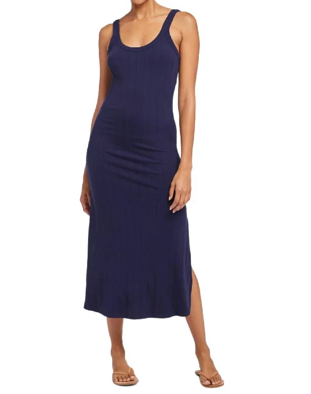 tie-waist midi dressesWest Organic Rib Tank Dress In Midnight Blue