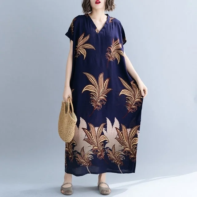 casual everyday midi dressesMidnight Blues Kaftan Dress