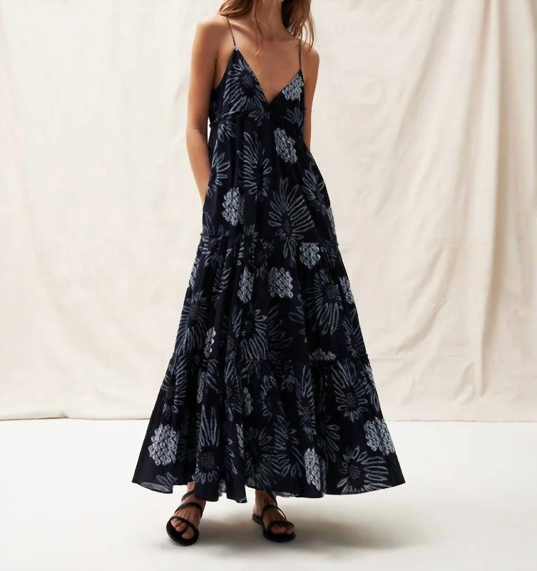 midi dresses made of silkJulianne Dress In Daisy Midnight