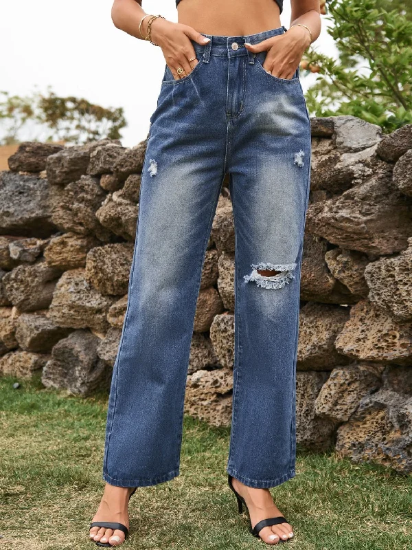 women's denim jeans for everyday wearDistressed Jeans with Pockets