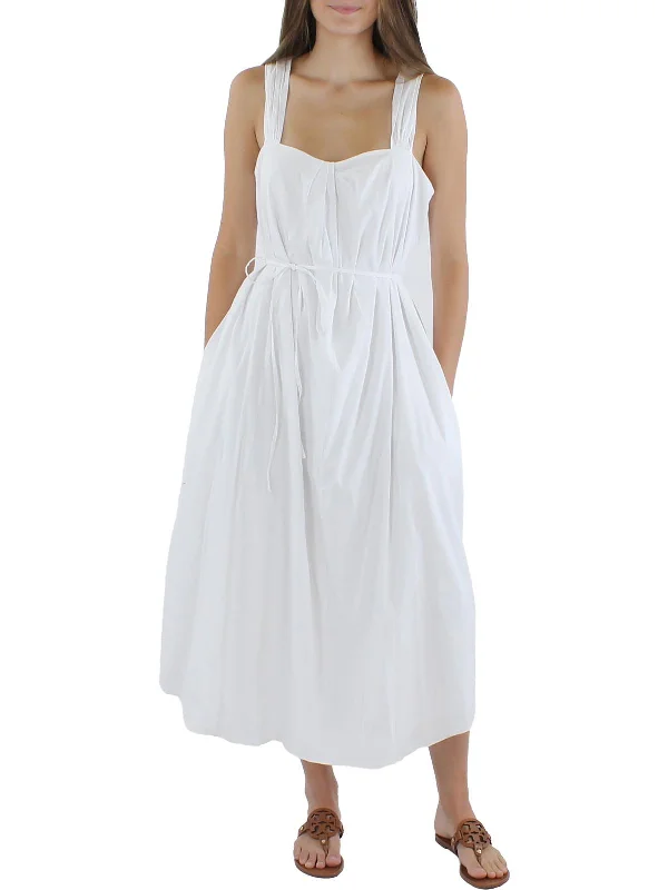 cotton blend midi dressesWomens Gathered Mid Calf Sundress