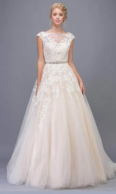 Formal Dress for Indoor WeddingsEureka Fashion 6601 - Embroidered V-Shaped Back Bridal Gown