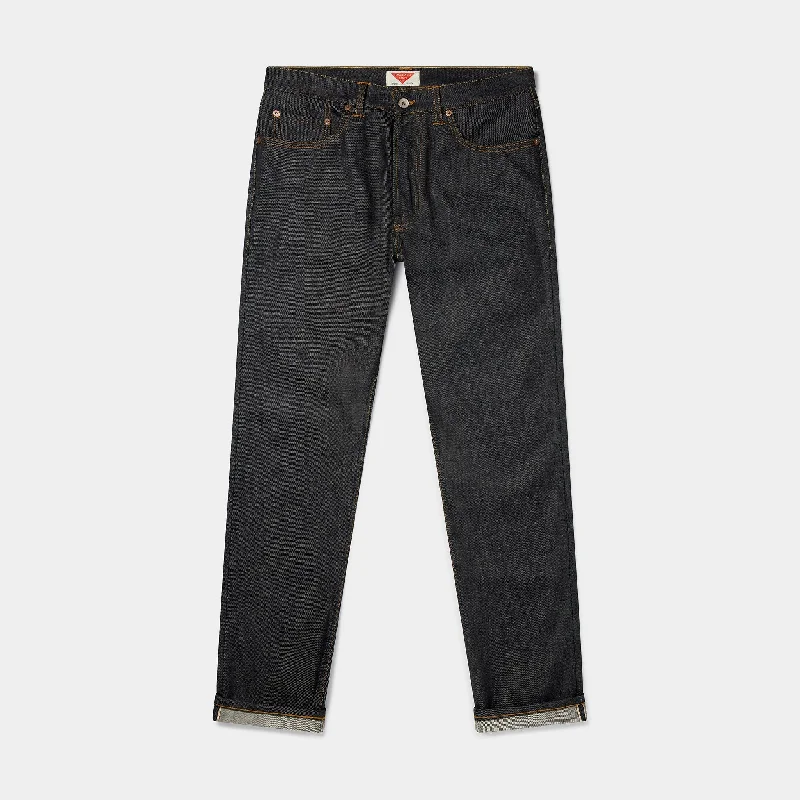 women's denim jeans with distressed thighsWide Tapered 14.5oz Isko Orange Listed Organic Selvedge Jeans (Indigo)