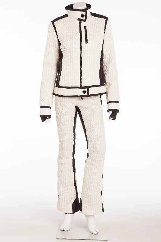 women's jumpsuits with short sleevesMoncler - 2PC White Puffy Sleeveless Jumpsuit & Jacket -IT 42