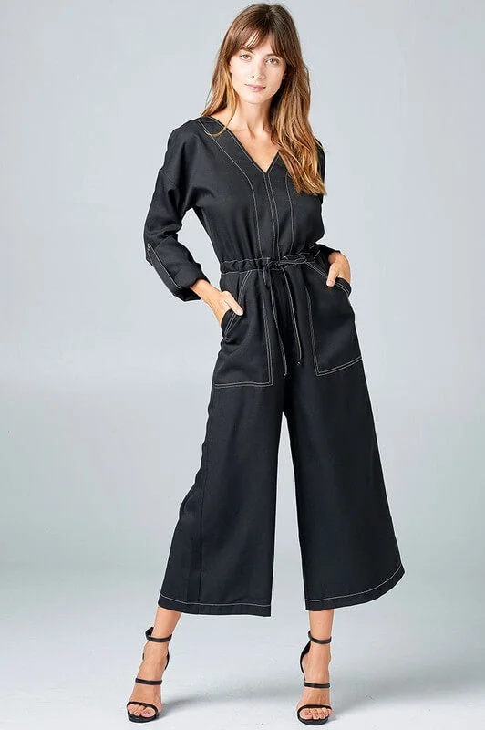 women's jumpsuits for apple-shaped bodiesMalaga Not-Your-Basic Black Jumpsuit by Strut & Bolt