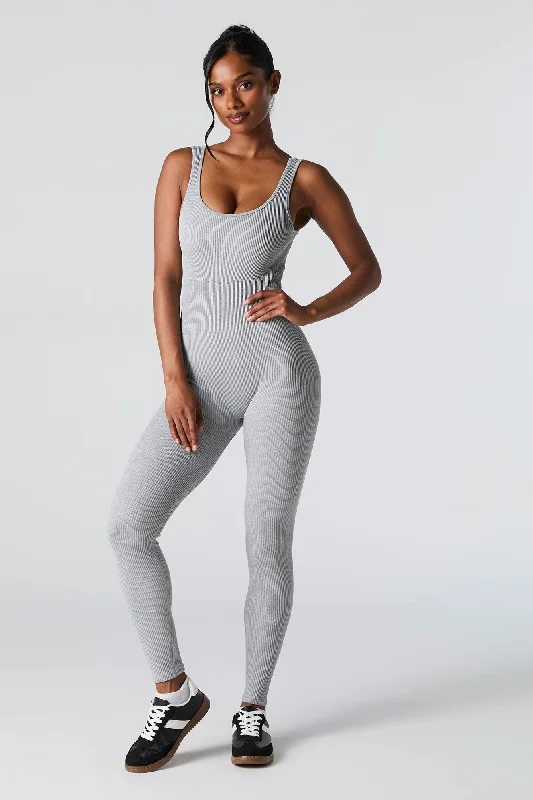 women's fitted jumpsuitsActive Seamless Ribbed Sleeveless Jumpsuit