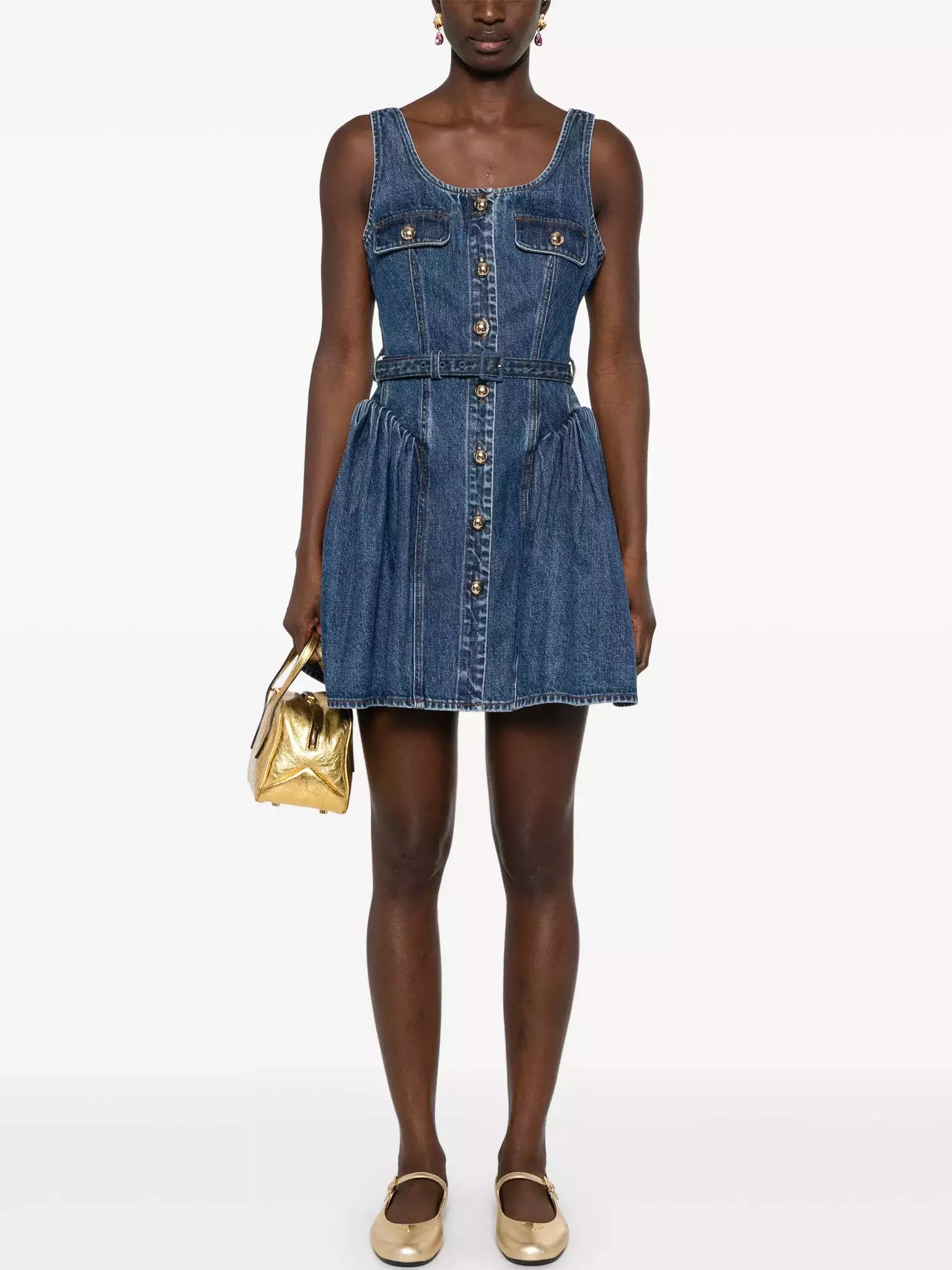 retro Mimi dresses inspired by the 70sBelted Flared Denim Mini Dress