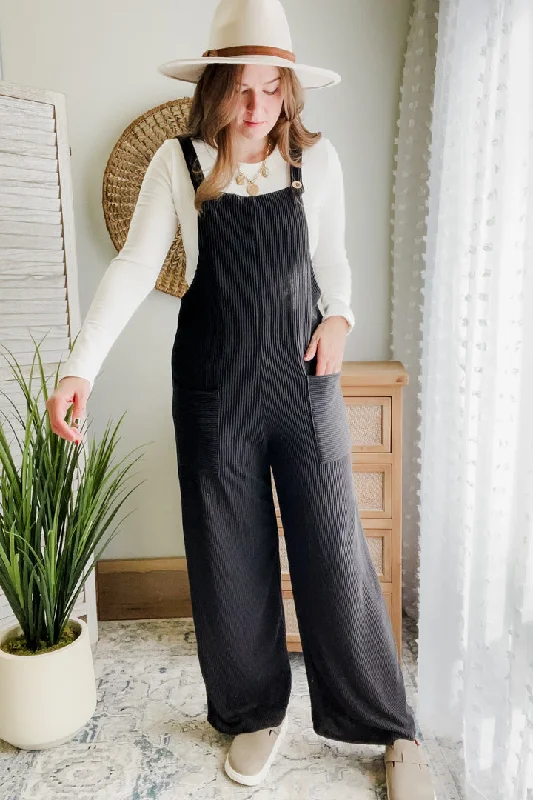 women's jumpsuits with checkered designsRibbed Button Jumpsuit