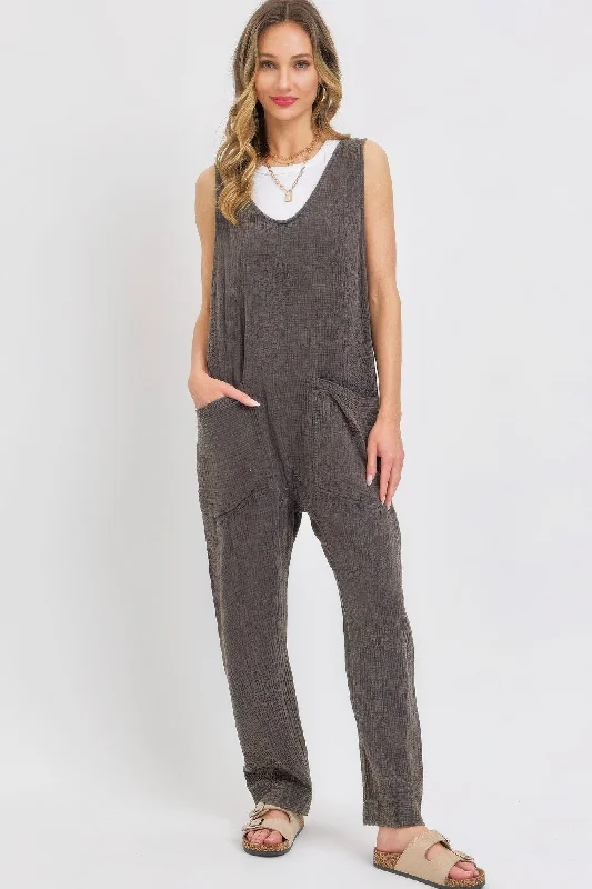 women's jumpsuits with spaghetti strapsMineral Washed Summer Jumpsuit