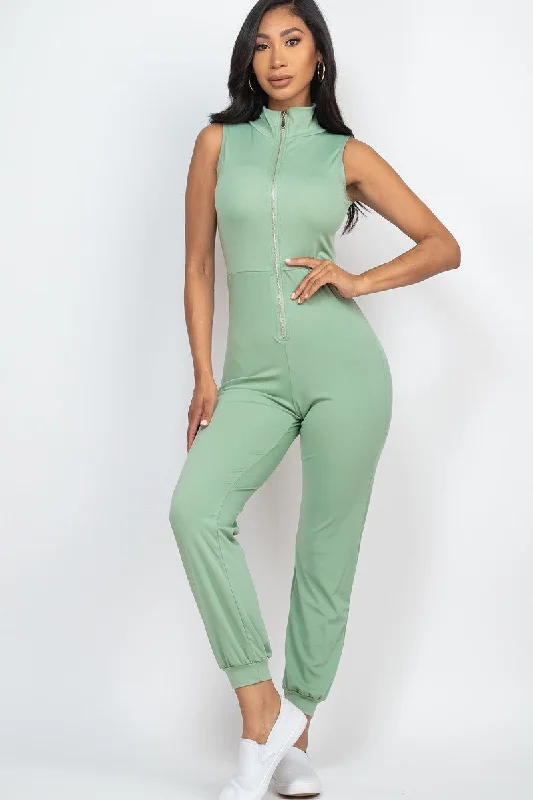 women's jumpsuits for maternity wearZip Front Jumpsuit