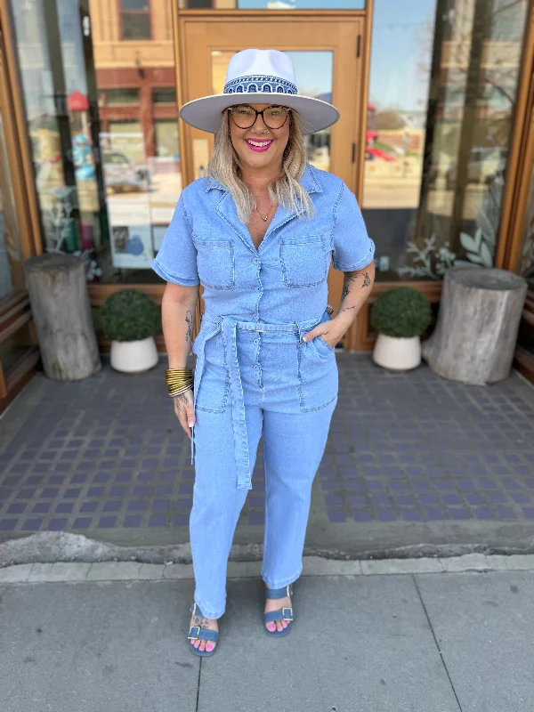 women's boho jumpsuitsKendall Denim Jumpsuit-Final Sale Online Only